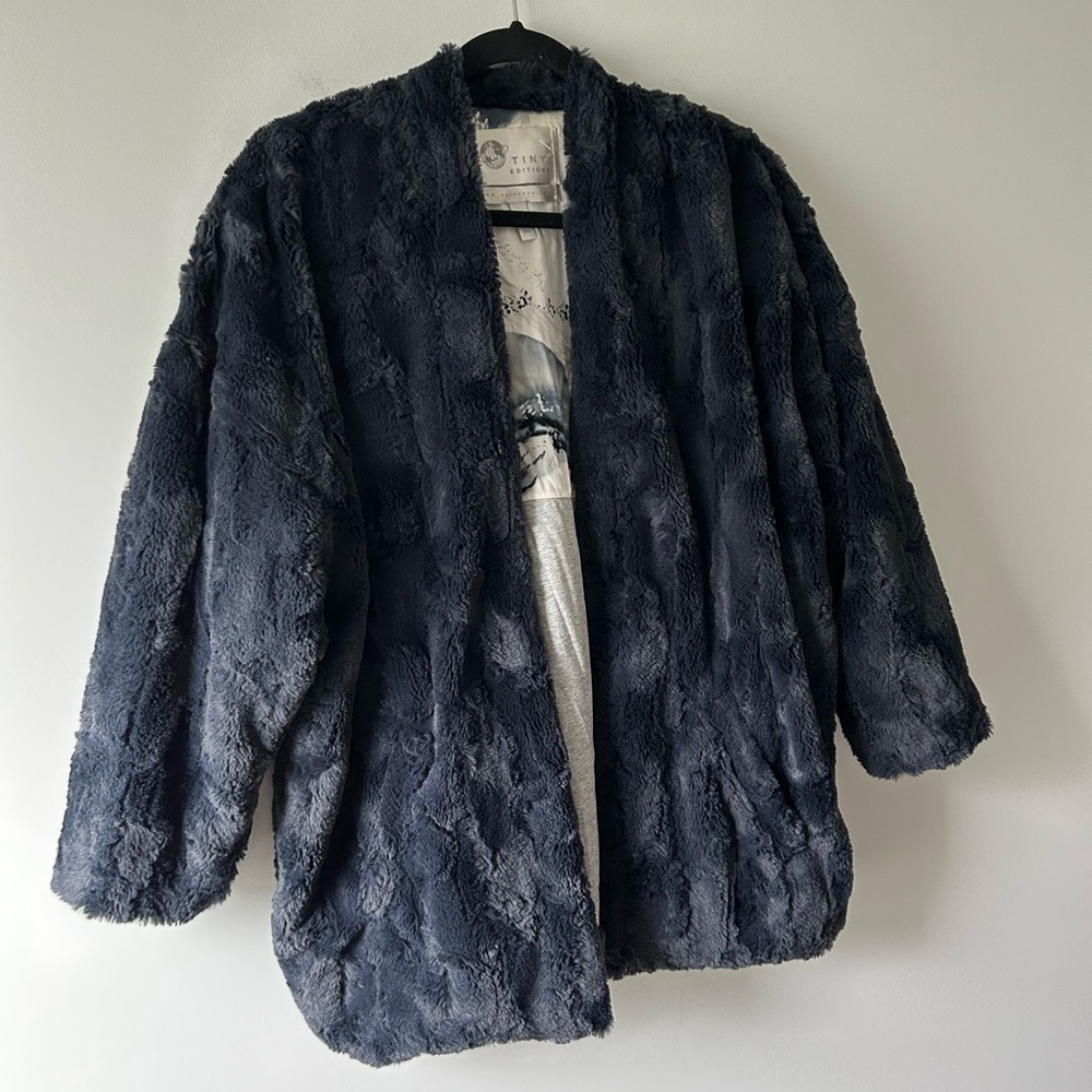 Anthropologie Tiny blue faux fur jacket - Picture 2 of 5